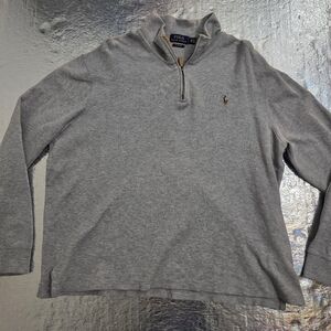 Polo Ralph Lauren Men's Heather Grey Quarter Zip Sweater Size XL Long-sleeved